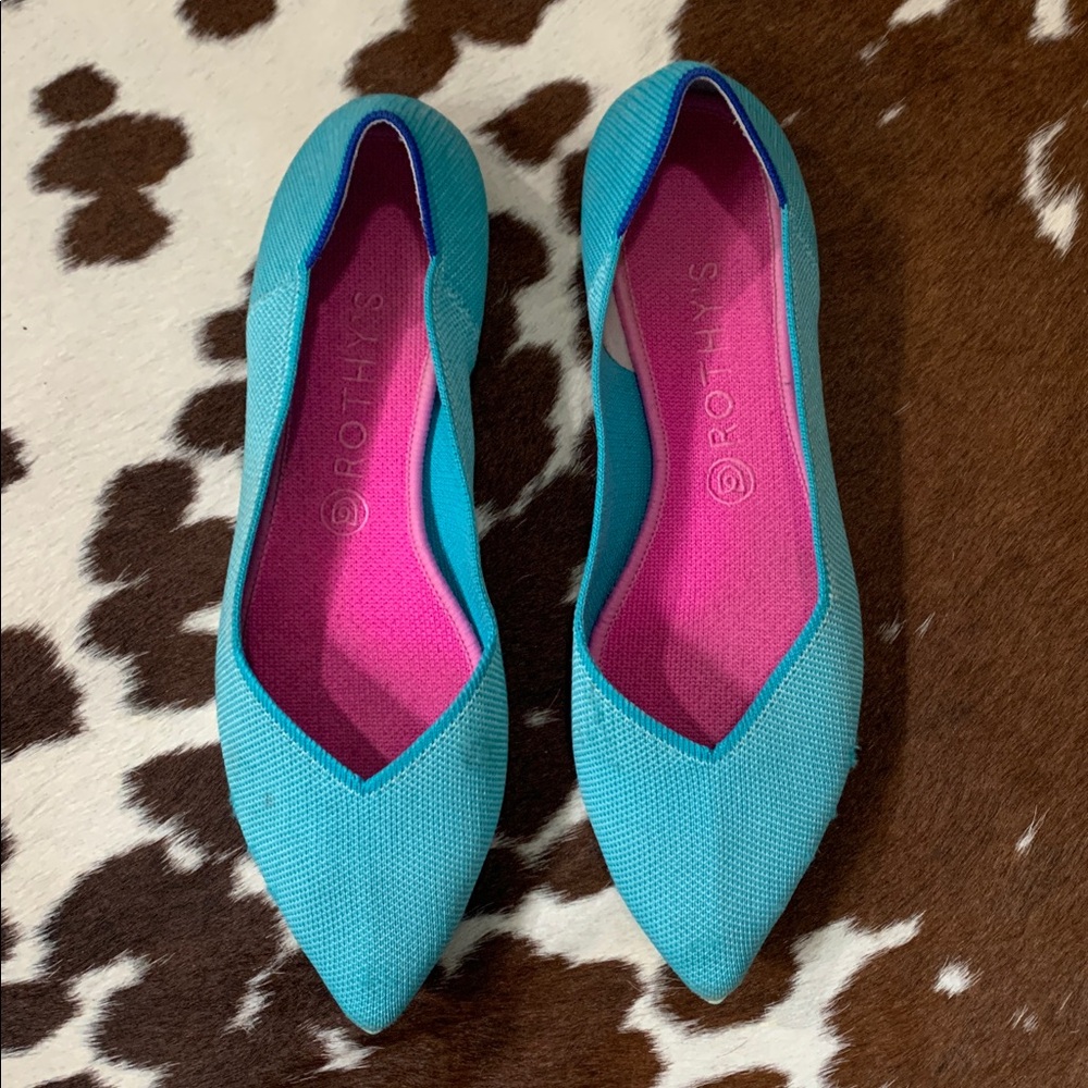 Rothy's Teal and Pink Women's Flats